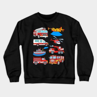 Firetrucks Firefighting Plane Ambulance Helicopter Crewneck Sweatshirt